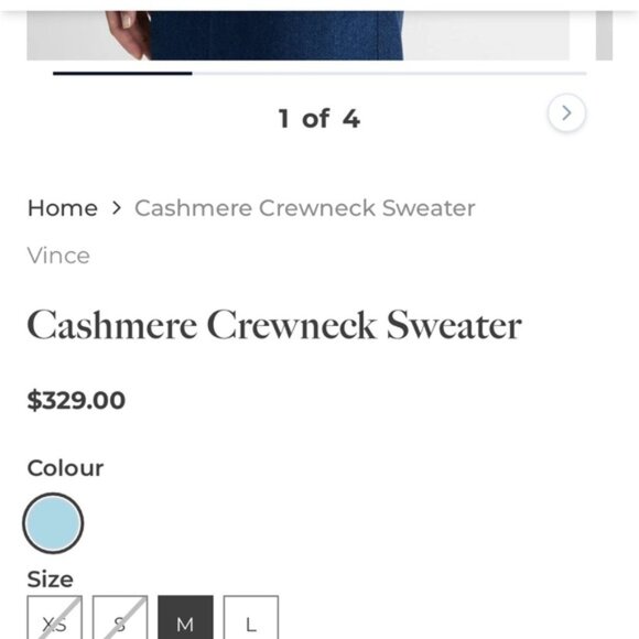 Vince SMALL 100% cashmere knit blue crewneck sweater - Picture 2 of 5